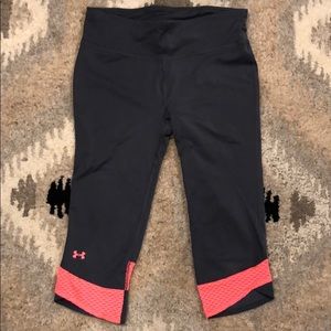 Under Armour Grey/ Pink Running Capri Leggings